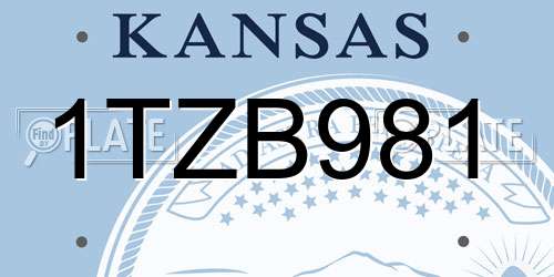 1TZB981 Kansas License Plate