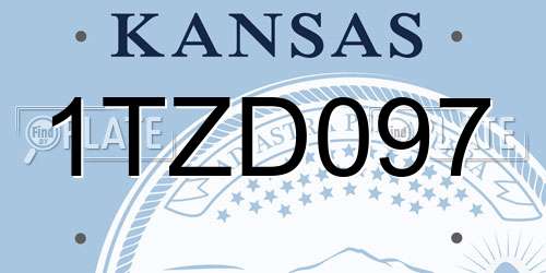 1TZD097 Kansas License Plate