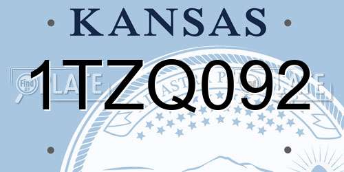 1TZQ092 Kansas License Plate