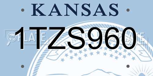 1TZS960 Kansas License Plate