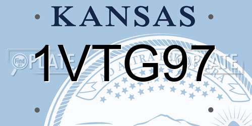 1VTG97 Kansas License Plate