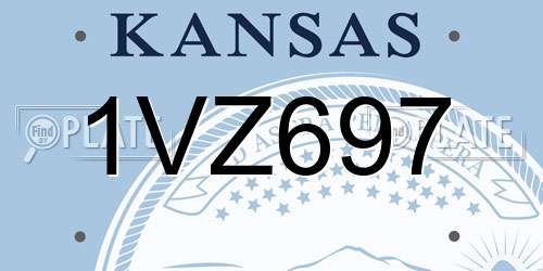 1VZ697 Kansas License Plate