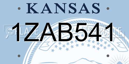 1ZAB541 Kansas License Plate