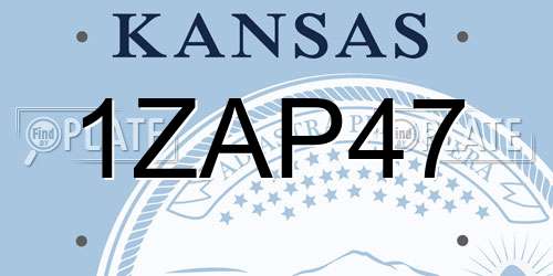 1ZAP47 Kansas License Plate