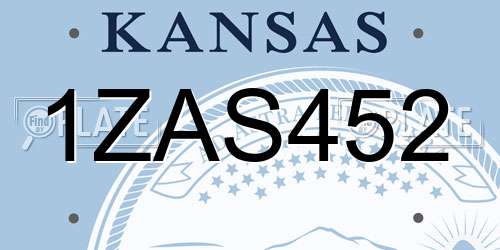 1ZAS452 Kansas License Plate