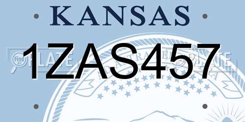 1ZAS457 Kansas License Plate