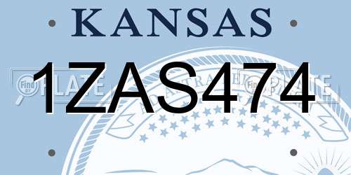 1ZAS474 Kansas License Plate