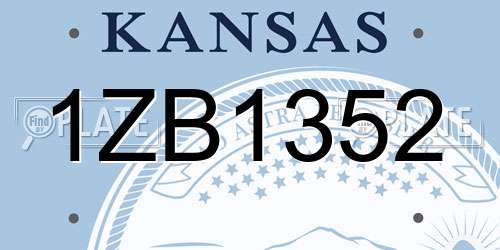 1ZB1352 Kansas License Plate