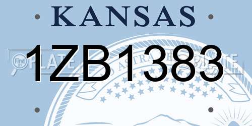 1ZB1383 Kansas License Plate