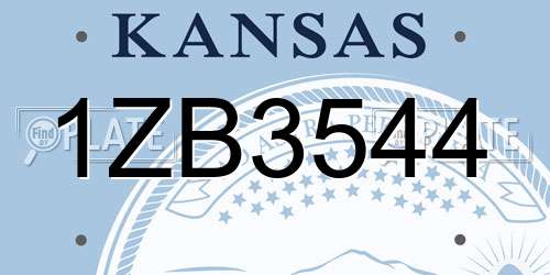 1ZB3544 Kansas License Plate