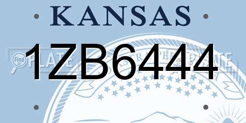 1ZB6444 Kansas License Plate