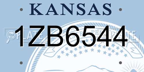 1ZB6544 Kansas License Plate