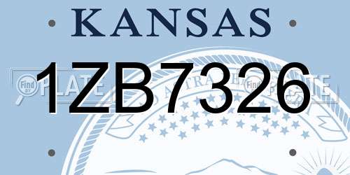 1ZB7326 Kansas License Plate