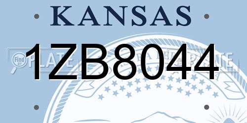 1ZB8044 Kansas License Plate