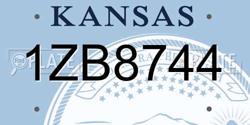 1ZB8744 Kansas License Plate