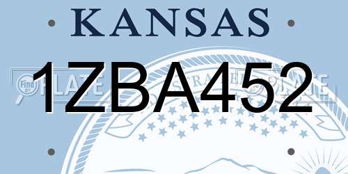 1ZBA452 Kansas License Plate