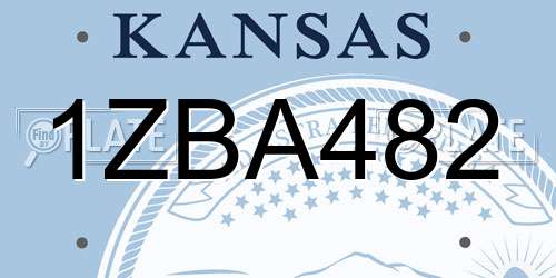 1ZBA482 Kansas License Plate