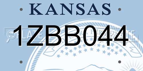 1ZBB044 Kansas License Plate