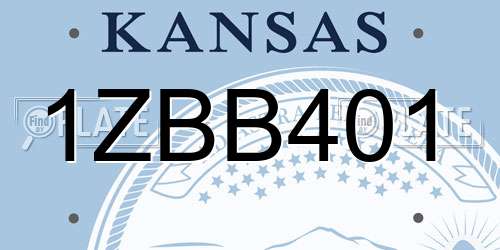 1ZBB401 Kansas License Plate