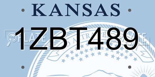1ZBT489 Kansas License Plate