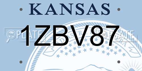 1ZBV87 Kansas License Plate