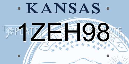 1ZEH98 Kansas License Plate