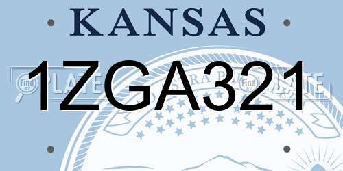 1ZGA321 Kansas License Plate