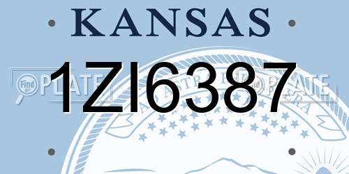 1ZI6387 Kansas License Plate