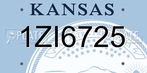 1ZI6725 Kansas License Plate
