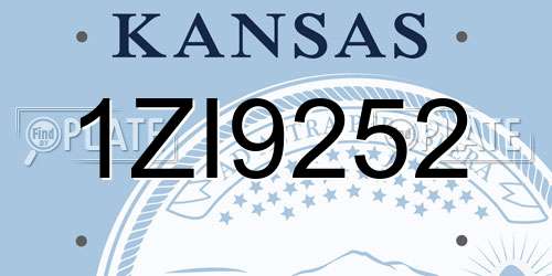 1ZI9252 Kansas License Plate