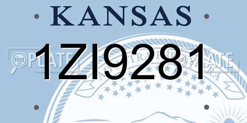 1ZI9281 Kansas License Plate