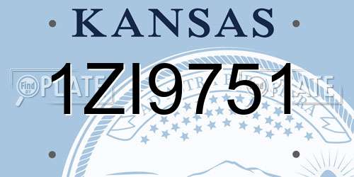 1ZI9751 Kansas License Plate