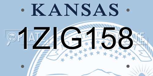 1ZIG158 Kansas License Plate