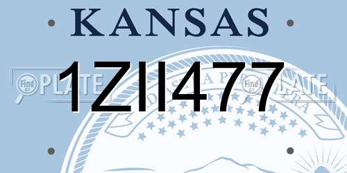 1ZII477 Kansas License Plate
