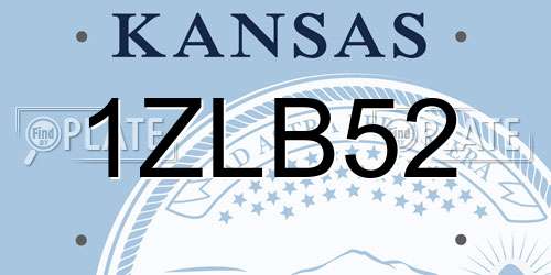1ZLB52 Kansas License Plate
