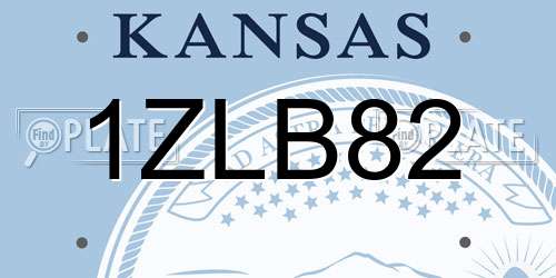 1ZLB82 Kansas License Plate