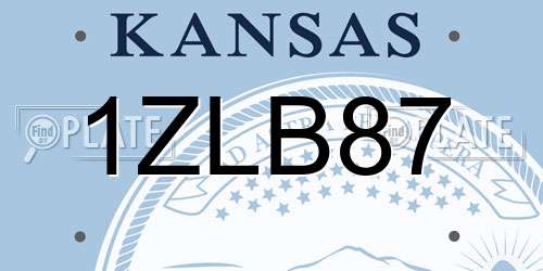 1ZLB87 Kansas License Plate