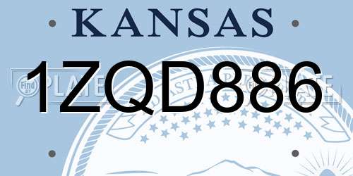 1ZQD886 Kansas License Plate