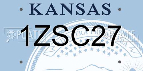 1ZSC27 Kansas License Plate