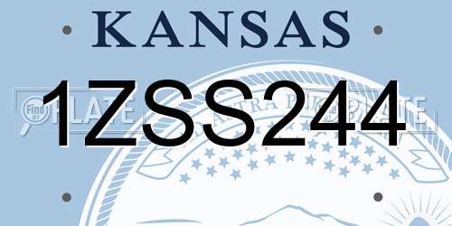 1ZSS244 Kansas License Plate