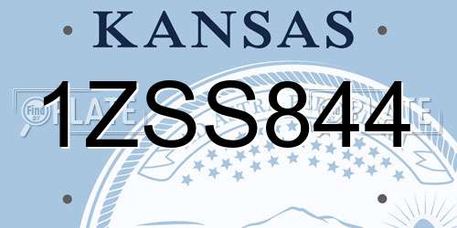 1ZSS844 Kansas License Plate