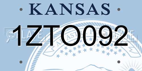 1ZTO092 Kansas License Plate