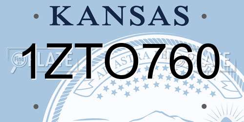1ZTO760 Kansas License Plate