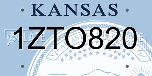 1ZTO820 Kansas License Plate
