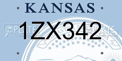 1ZX342 Kansas License Plate