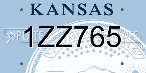 1ZZ765 Kansas License Plate