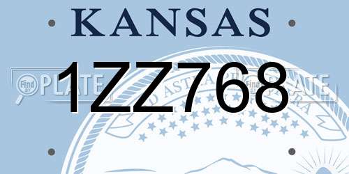1ZZ768 Kansas License Plate