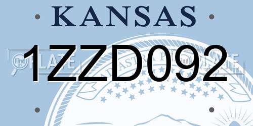 1ZZD092 Kansas License Plate