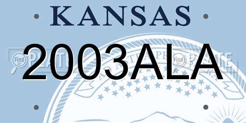 2003ALA Kansas License Plate