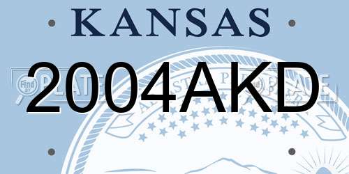 2004AKD Kansas License Plate